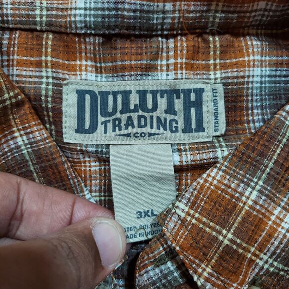 Duluth Trading Mens 3XL Standard Fit Blue & Orange Plaid Button Up Shirt Bundle - Picture 5 of 6